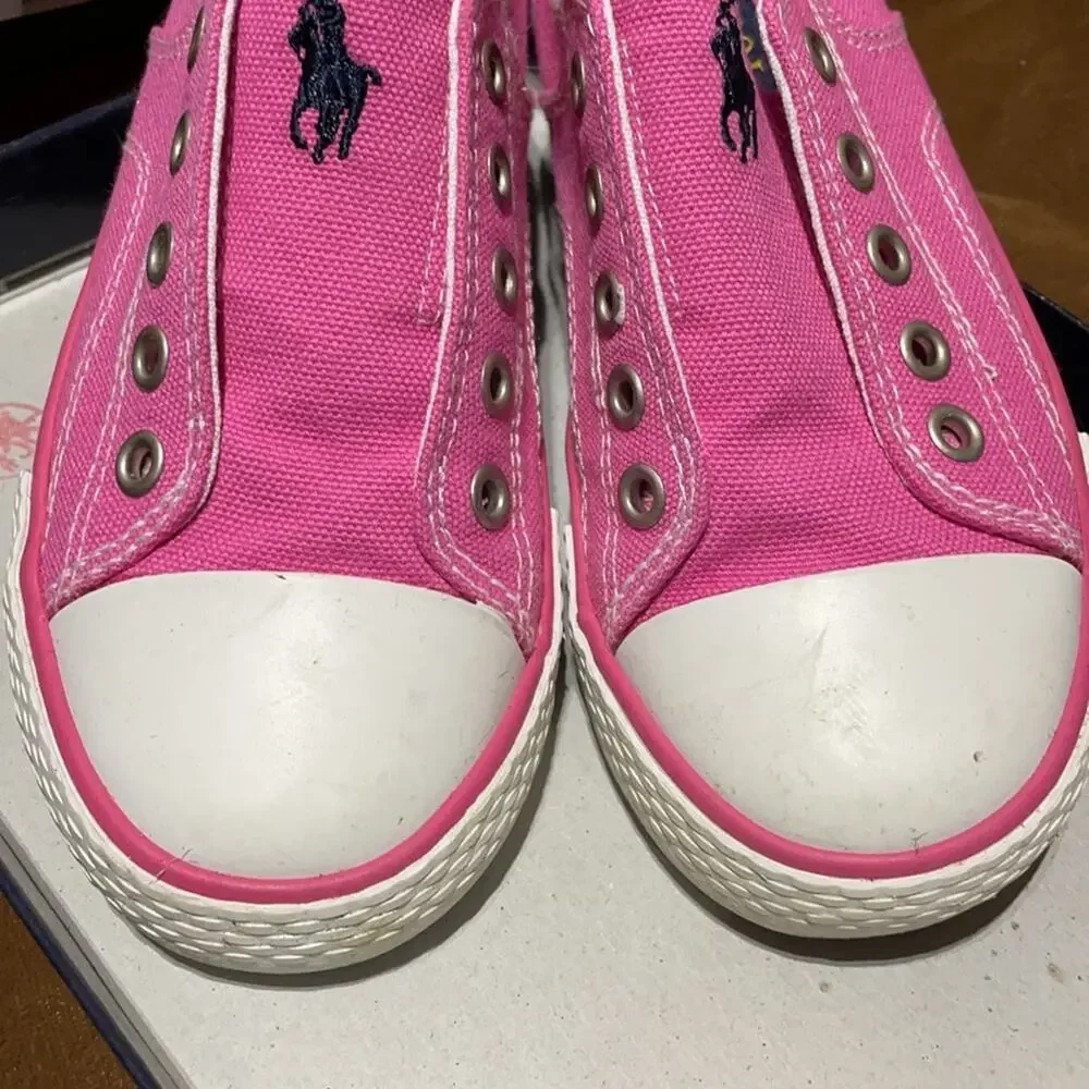 Ralph Lauren 10.5 hot pink slip on tennis shoe euc